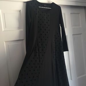 Sun Kim comfy USA black velvet polka dot dress